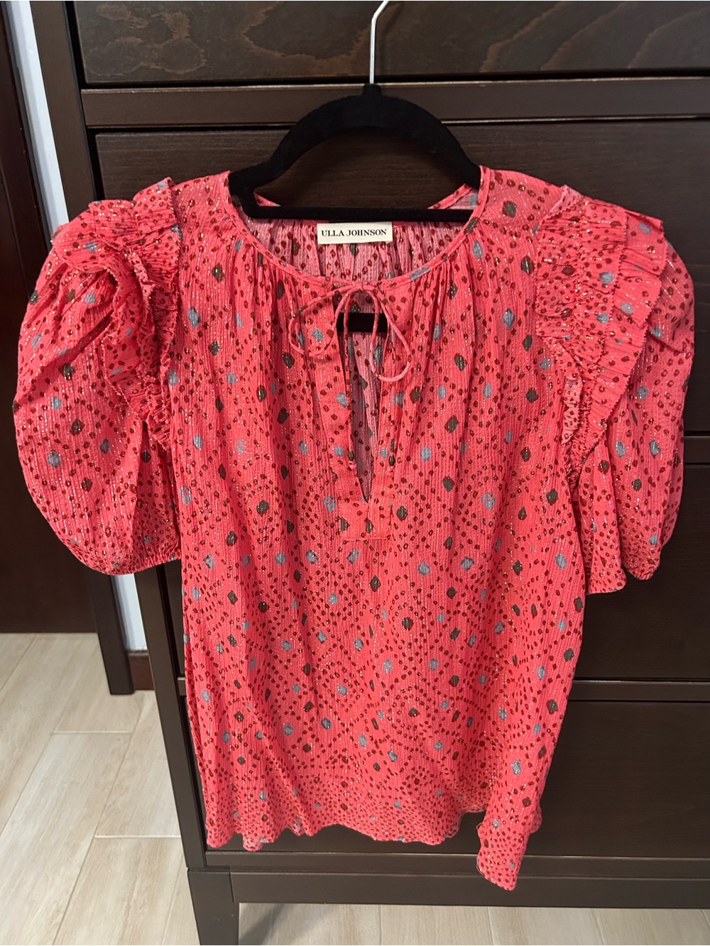 Ulla Johnson Coral Puff-Sleeve Tie Blouse